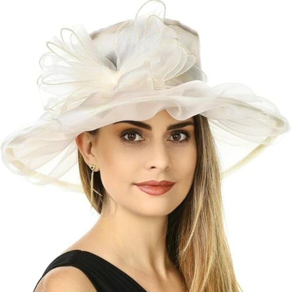 Women's Church Hat Fancy Kentucky Derby Party Classy Hat Fashion Ivory